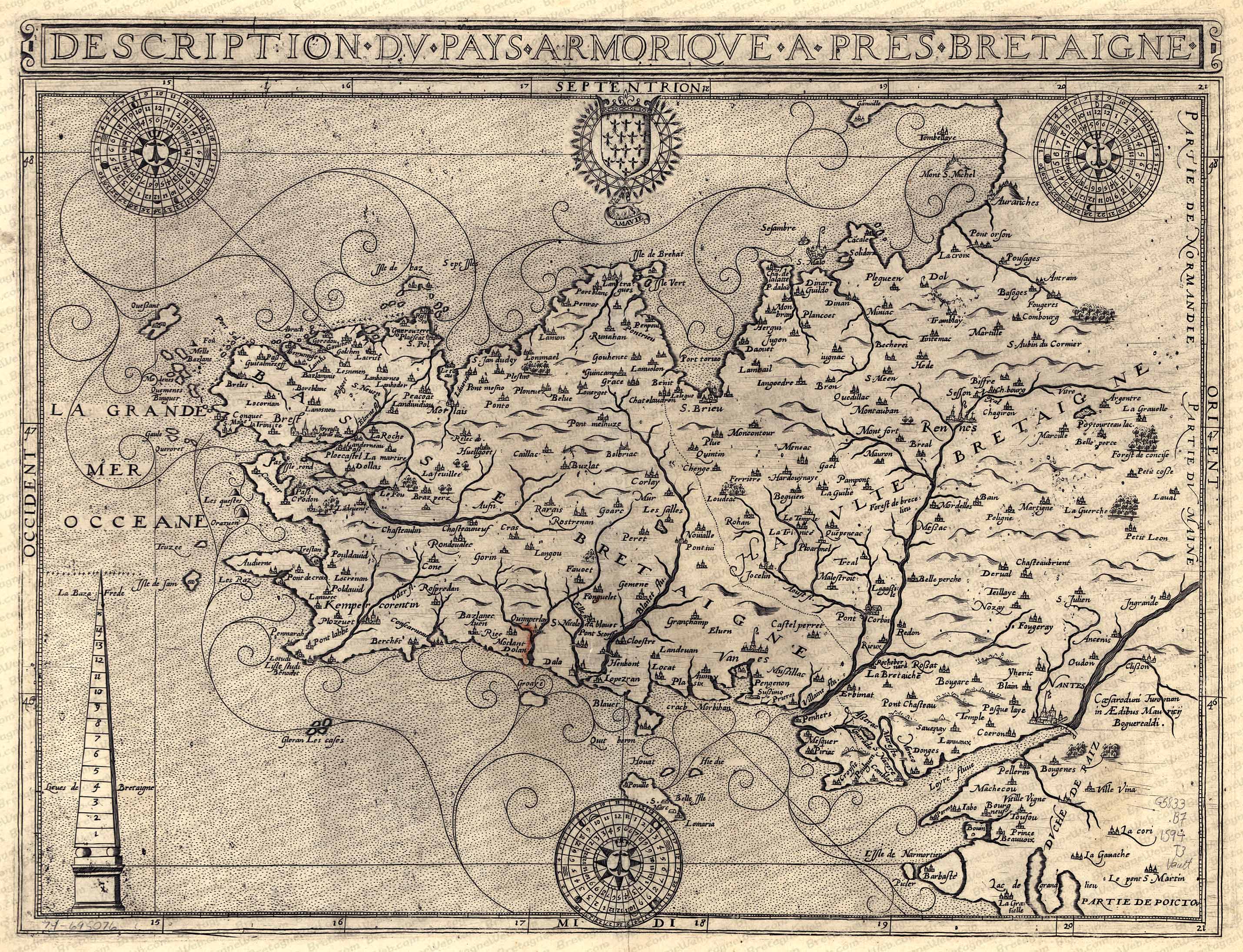 bretagne carte de bretagne de 1594