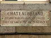 plaque commemorative chateaubriand et madame de marigny fougeres