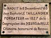 plaque commemorative jean baptiste le taillandier fougeres