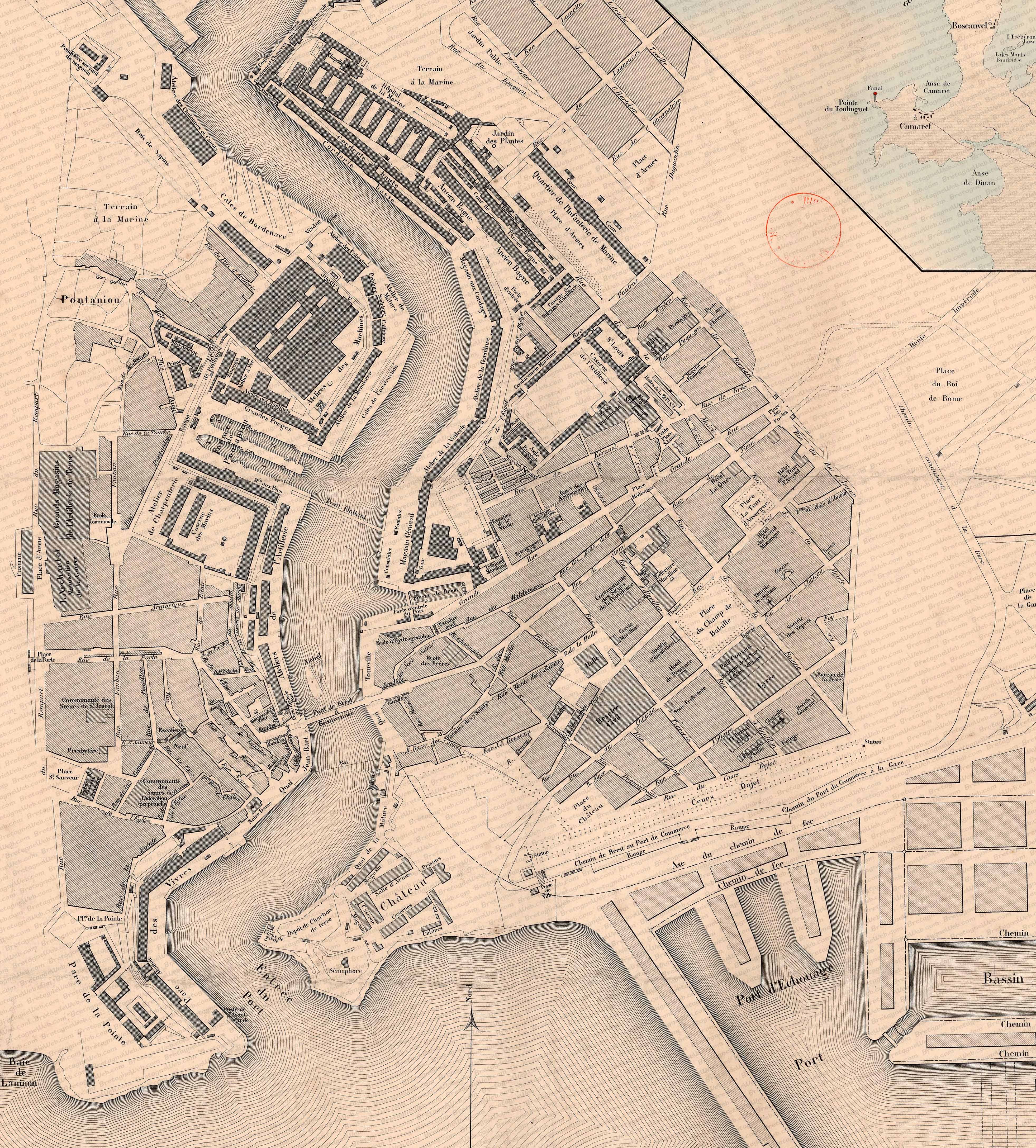 brest plan de brest centre par magado vers 1860