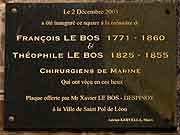 plaque commemorative francois le bos et theophile le bos saint-pol de leon