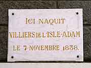 plaque commemorative villiers de isle adam saint-brieuc